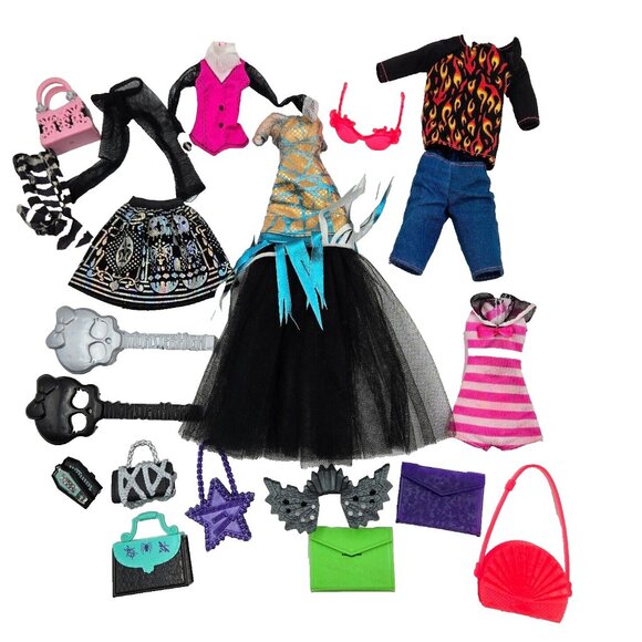 Monster High Doll Accessories Brush Dress Cleo Phone Swimsuit Skirt Purse Read - Picture 1 of 16